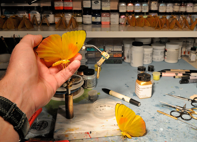 making yellow and orange detailed butterfly replicas